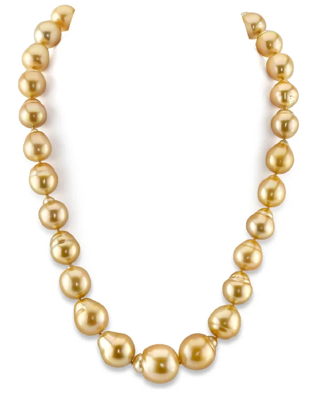 ethical lab-grown diamond ring Golden South Sea Baroque Pearl Necklace, 12.0-17.0mm - AA+ Quality