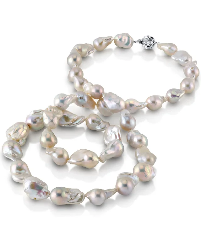 round-cut blue sapphire earrings 13-16mm White Freshwater Baroque Pearl Necklace - AAA Quality