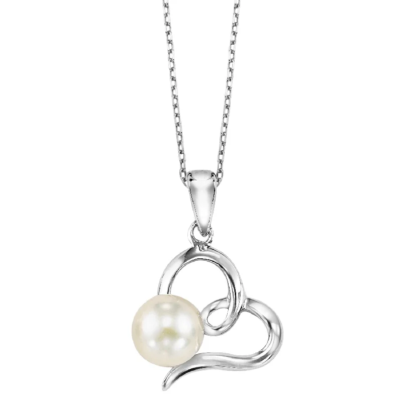 handmade leather pendant necklace Sterling Silver & Yangtze Pearl Open Heart Pendant