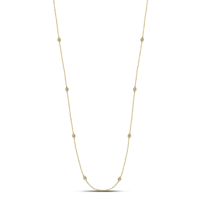 unique crystal bar necklace 14K 0.30CT Diamond CHAIN