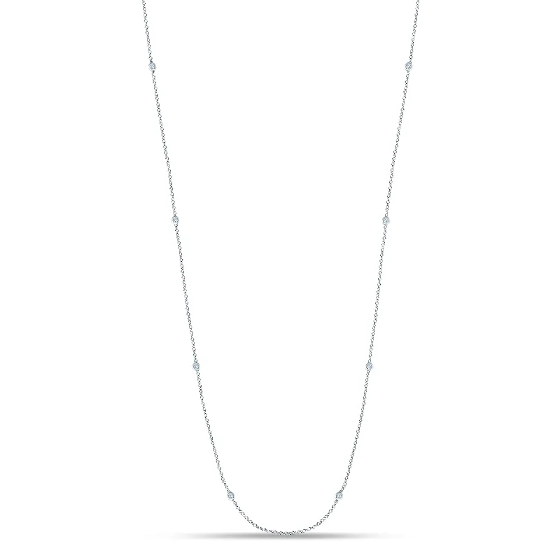 layered pearl choker necklace 14K 0.42CT Diamond CHAIN