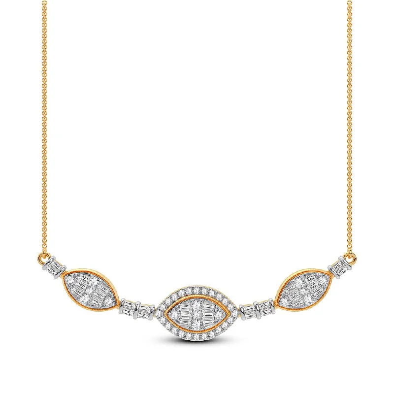 vintage-inspired gold locket 14K 0.90CT Diamond Necklace