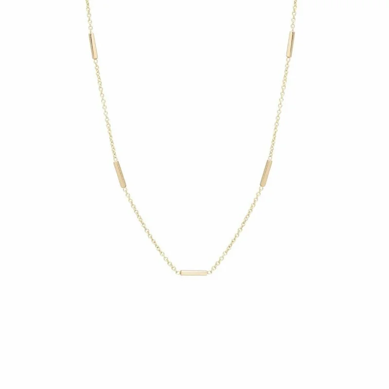 minimalist gemstone stud earrings 5 Horizontal Tiny Bars Station Necklace