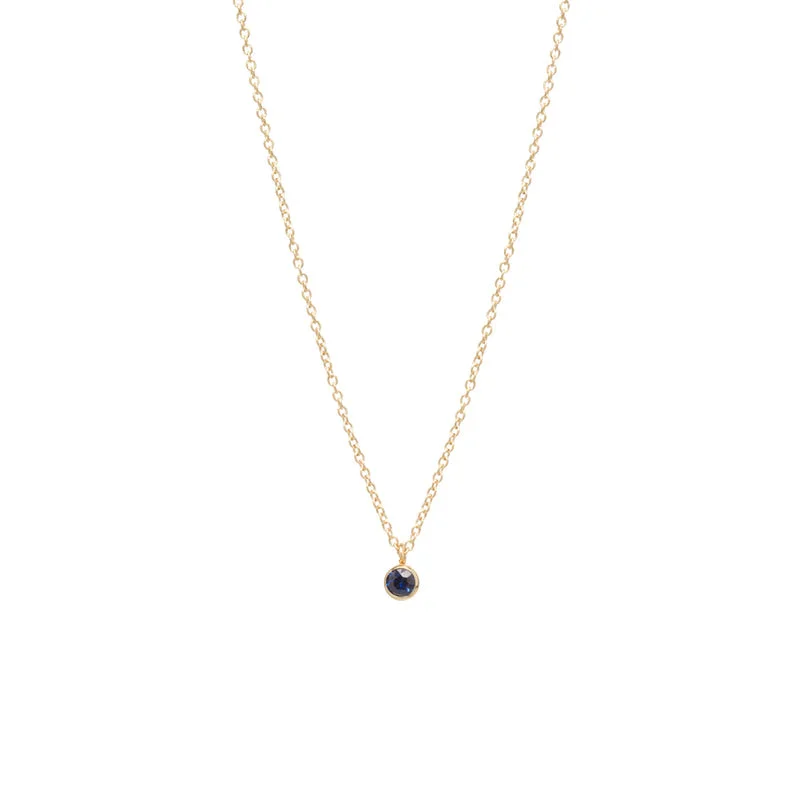 celestial moon and star necklace Bezel Set Blue Sapphire Pendant Necklace