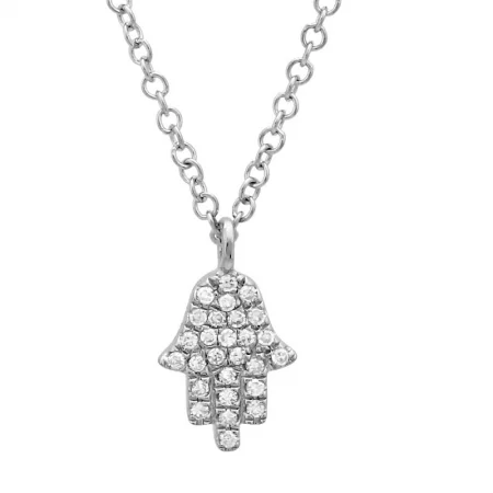 opal cluster ring unique 14K White Gold Diamond Petite Hand of God- Hamsa Pendant  & Chain