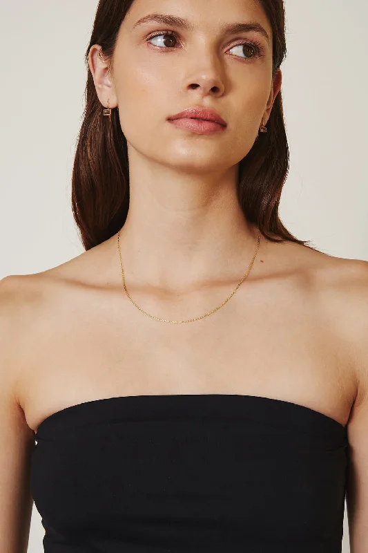 simple gold hoop earrings 14k Gold Flat Chain Link Necklace