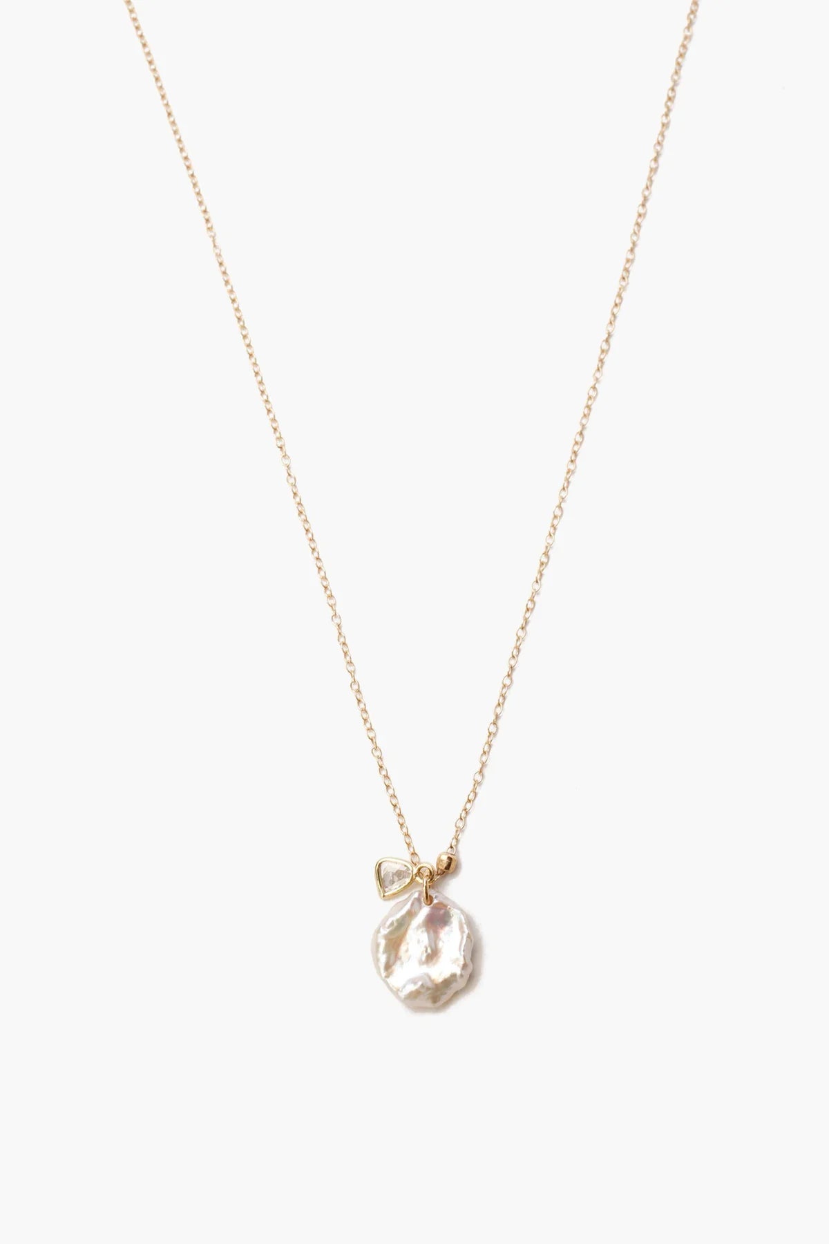unique gemstone cocktail ring 14k Keshi Pearl and Sliced Champagne Diamond Necklace