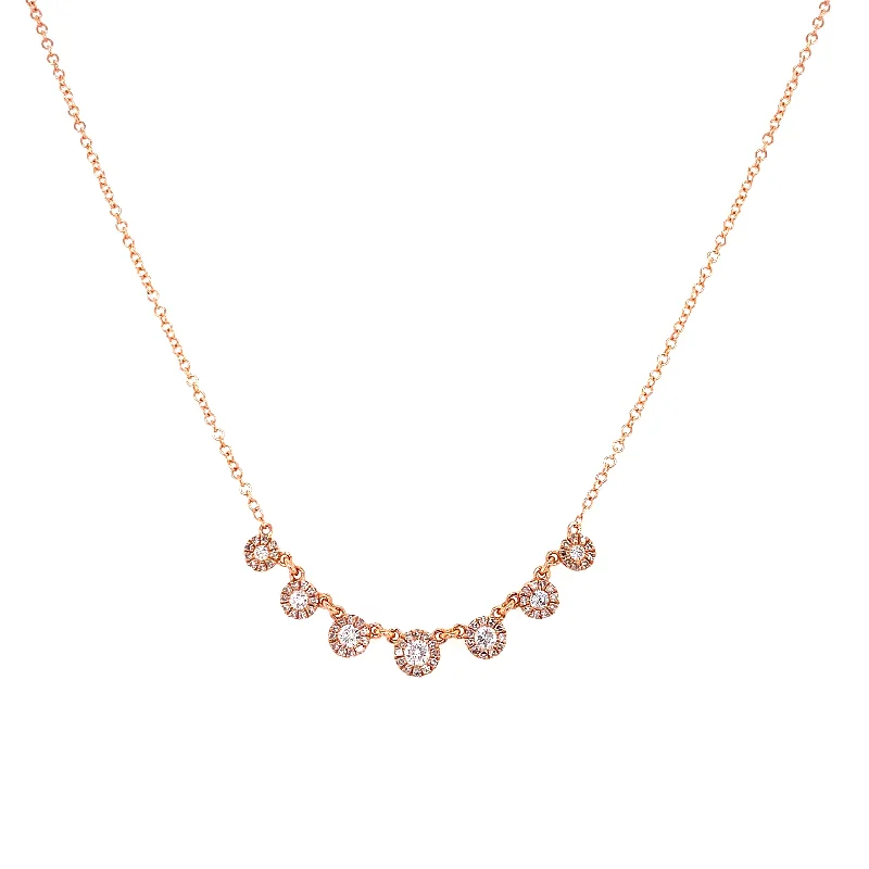 gold choker necklace simple 14K Rose Gold 7 Diamond Cluster Necklace