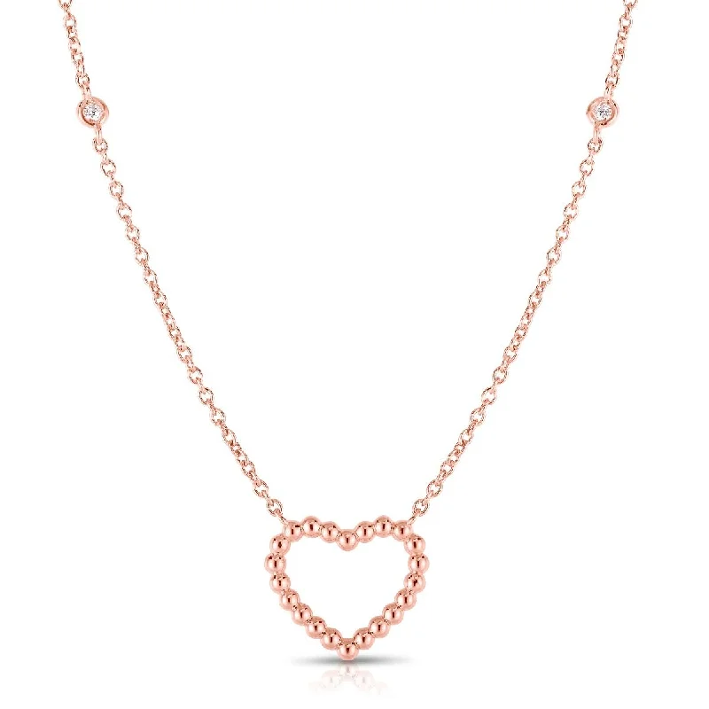 gemstone stacking rings colorful 14K Rose Gold Beaded Heart Diamonds by the Yard Necklace