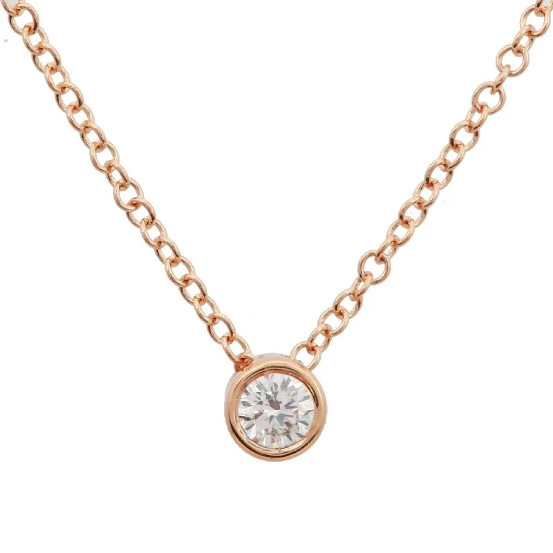 rose gold ring with diamonds 14K Rose Gold Bezeled Diamond Necklace