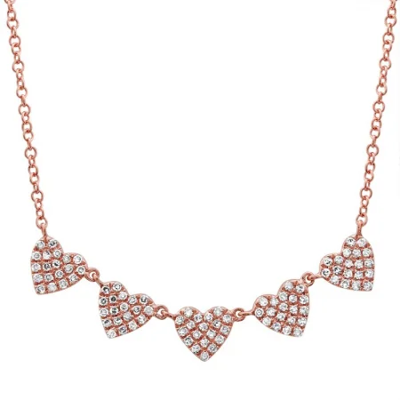 eternity ring for anniversary 14K Rose Gold Diamond (5) Heart Necklace