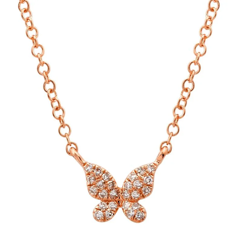 dainty sapphire gemstone bracelet 14k Rose Gold Diamond Single Butterfly Necklace