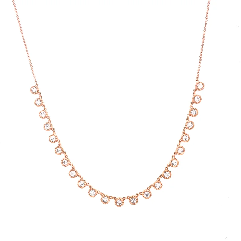 aquamarine and diamond wedding ring 14K Rose Gold Diamond Choker Adjustable Necklace