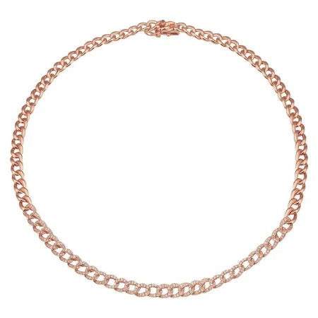dainty birthstone ring for women 14K Rose Gold Diamond Cuban Link Choker