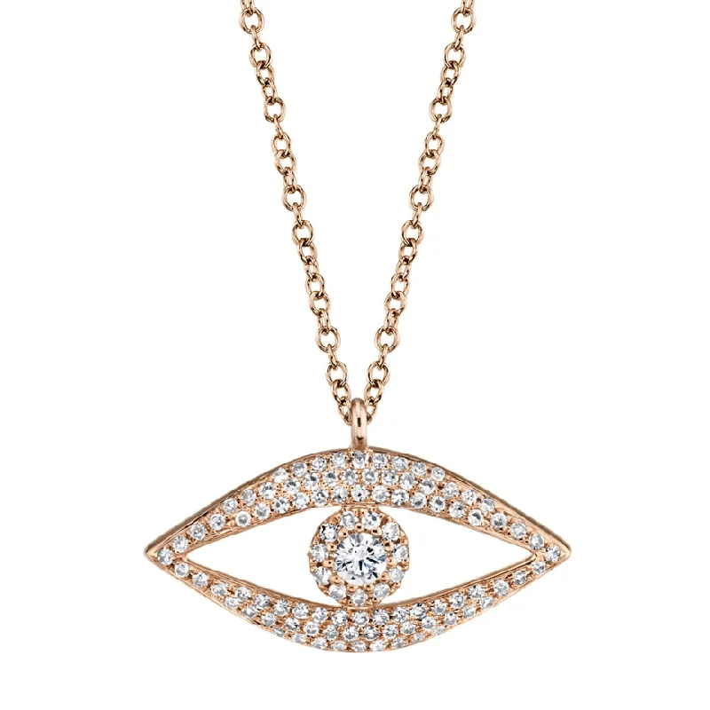 gold-plated snake chain bracelet 14K Rose Gold Diamond Evil Eye Necklace
