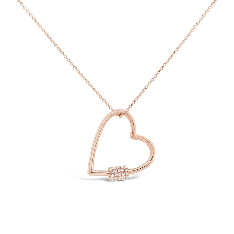 heart-shaped promise ring sterling silver 14K Rose Gold Diamond Heart Charm Holder Necklace