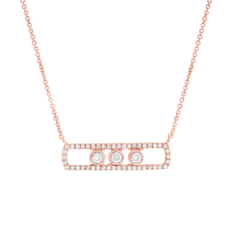 vintage lock and key necklace 14K Rose Gold Diamond Slider Bar Necklace