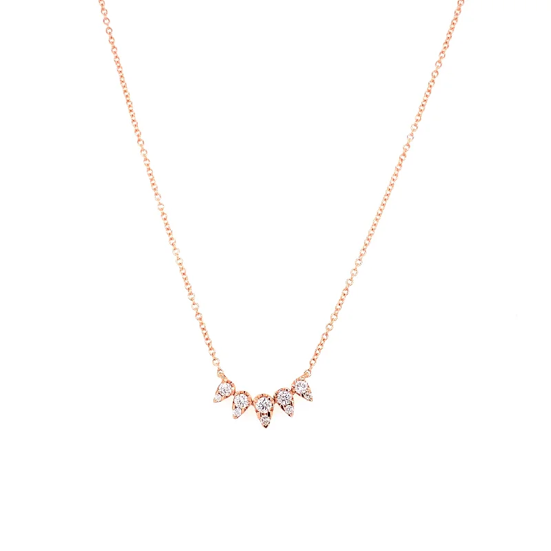 sapphire engagement ring halo 14K Rose Gold Diamond Spike Necklace
