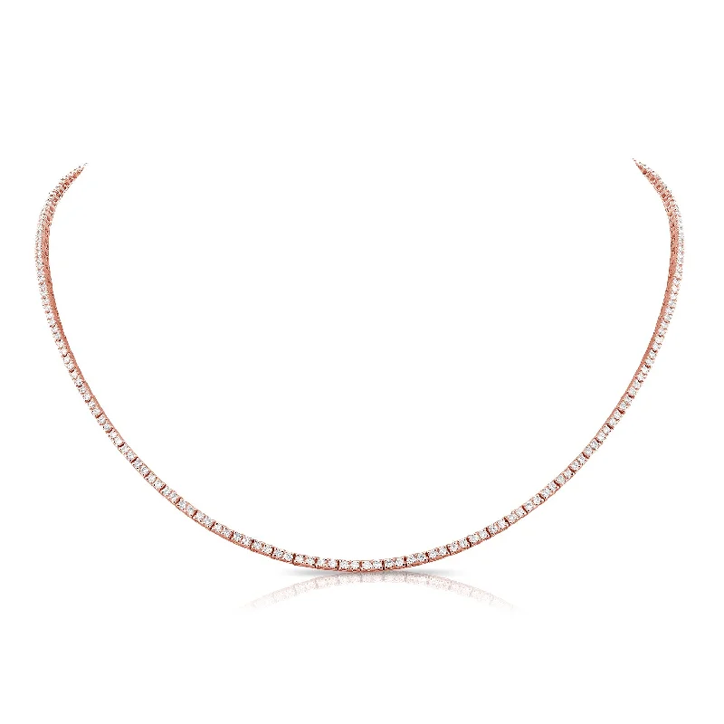men’s hammered titanium ring 14K Rose Gold Diamond Tennis Necklace