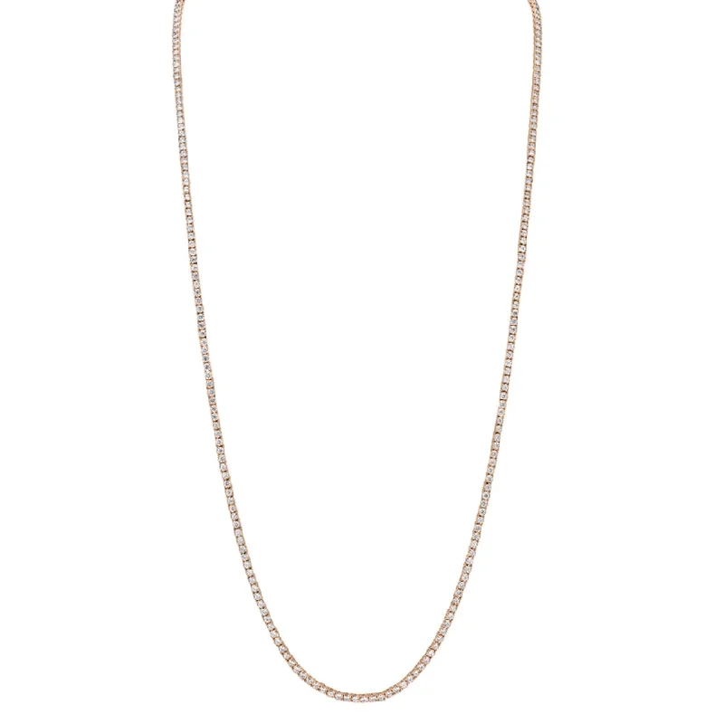 unique wooden bead necklace 14K Rose Gold Diamond Tennis Necklace