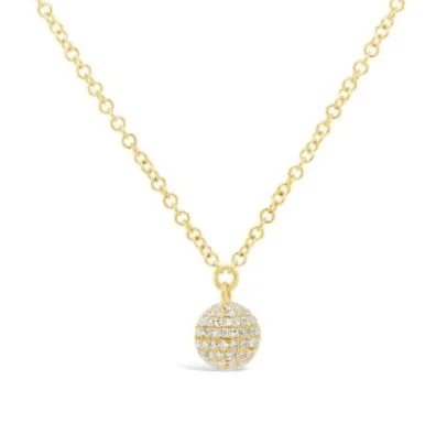 delicate chain necklace gold 14K Yellow Gold Diamond Pave Ball Necklace