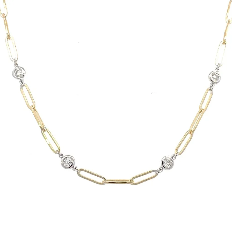 silver infinity symbol bracelet 14K Two Tone Diamonds by the Yard Paperclip Necklace .98CTW