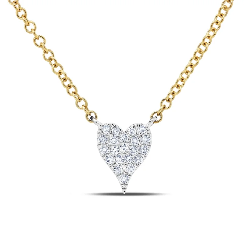 pearl and silver bracelet 14K Two Tone Gold Pave Diamond Heart Necklace (Mini)