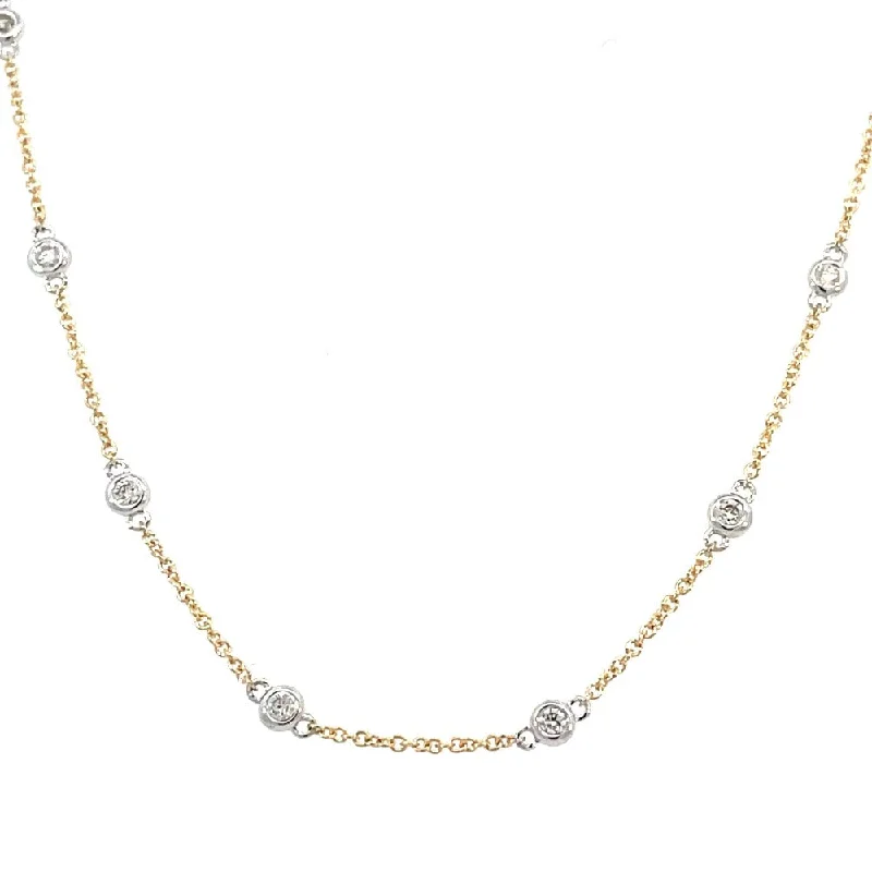 sapphire halo engagement ring 14K Two-Toned Diamonds by the Yard Necklace .53 CTW