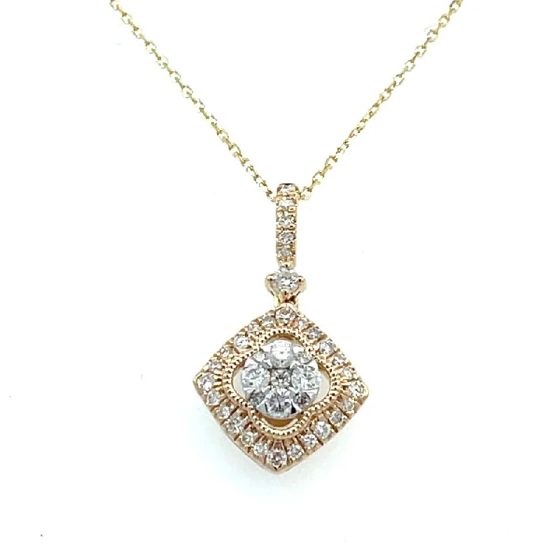 classic pearl choker necklace 14K Two-Toned Drop Diamond Cluster Pendant 1/2 CTW