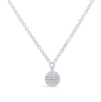 handmade gold nugget ring 14K White Gold Diamond Pave Ball Necklace