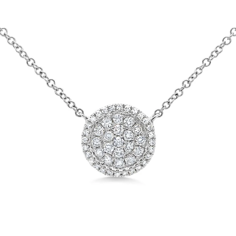 vintage gold engagement ring 14k White Diamond Pave Circle Necklace