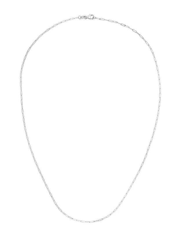 minimalist gold square earrings 14k White Gold 1.5mm Polished Paperclip Chain Necklace