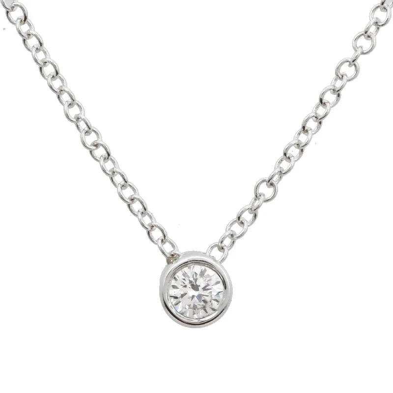 unique diamond eternity band 14K White Gold Bezeled Diamond Necklace