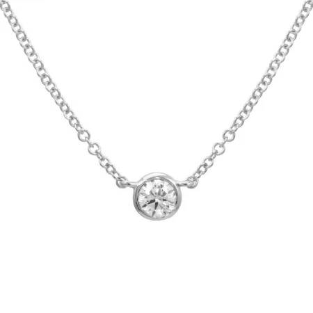 vintage turquoise pendant necklace 14k White Gold Bezeled Diamond Necklace