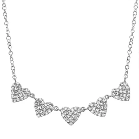 vintage locket necklace gold 14K White Gold Diamond (5) Heart Necklace