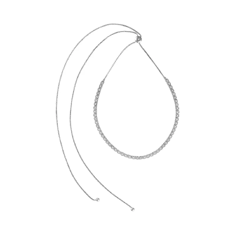 unique tribal silver ring 14K White Gold Diamond Bolo Necklace