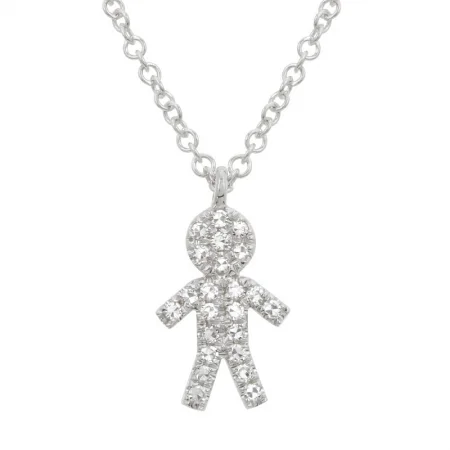 handmade macrame bracelet for men 14K White Gold Diamond Boy Pendant With Chain