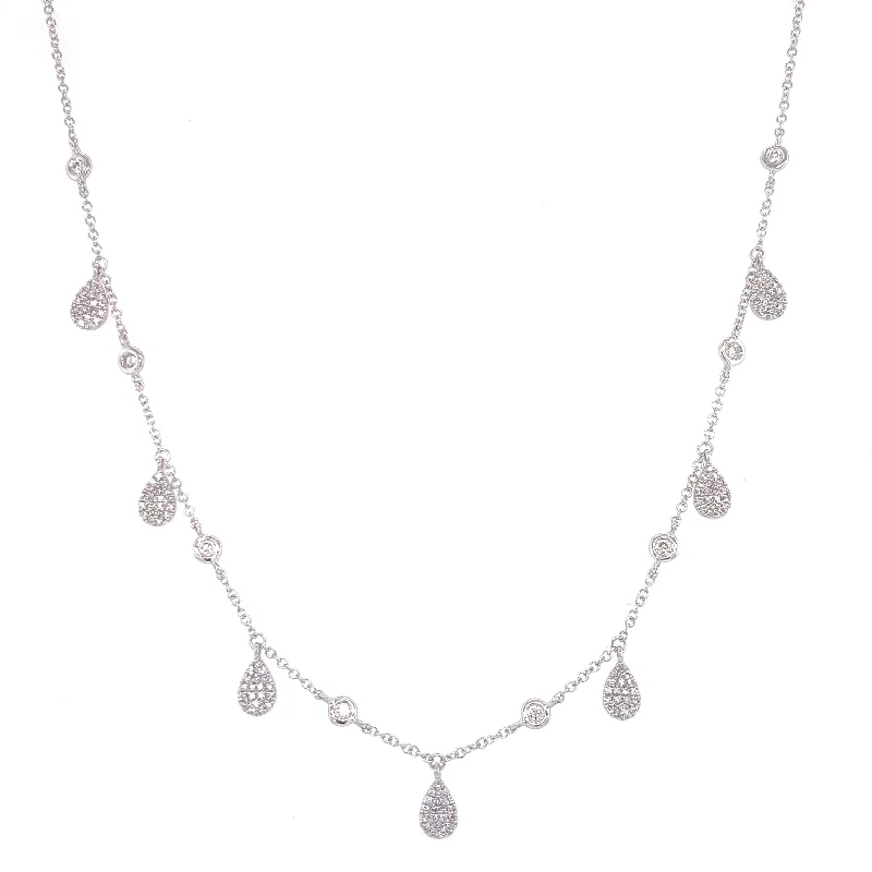 titanium black matte ring 14k White Gold Diamond  By The Yard & Tear Drop Dangle Necklace