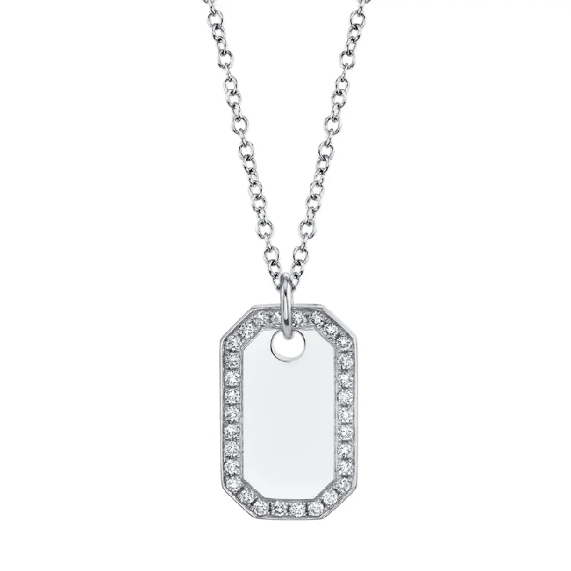 dainty rose gold chain bracelet 14k White Gold Diamond Dog Tag Necklace
