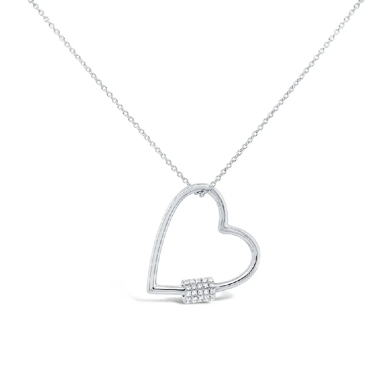 bold statement cuff bracelet 14K White Gold Diamond Heart Charm Holder Necklace