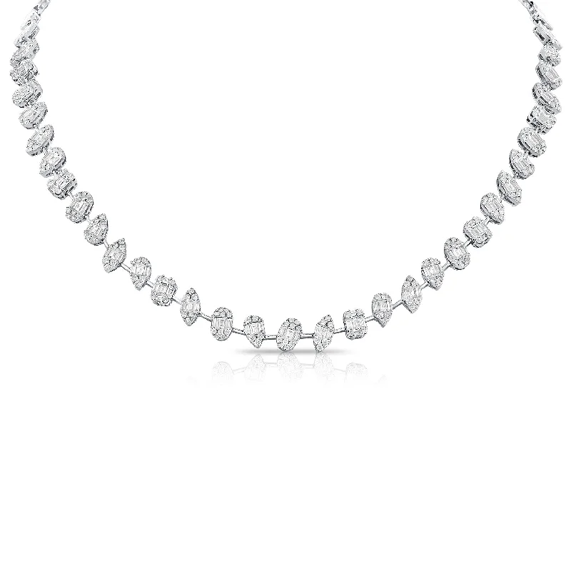 elegant marquise diamond ring 14K White Gold Diamond Illusion Tennis Necklace