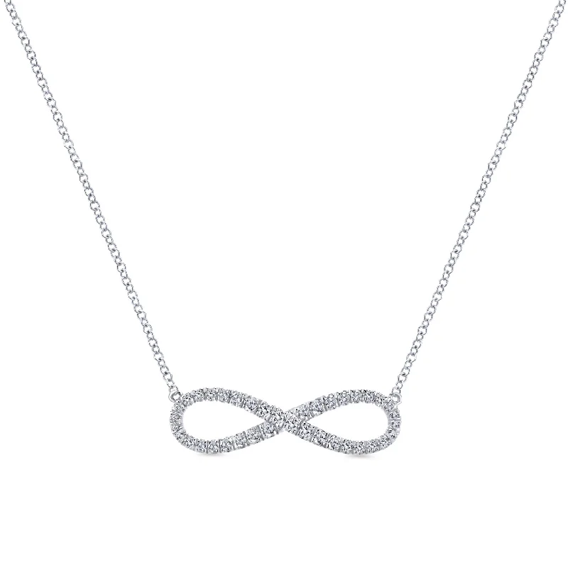 personalized engraved signet ring 14K White Gold Diamond Infinity Necklace