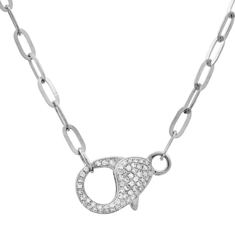 handcrafted opal inlay ring 14K White Gold Diamond Lobster Clasp Chain