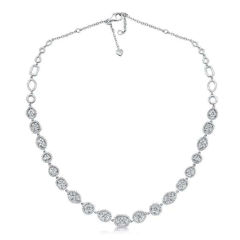 celestial star earrings stud 14K White Gold Diamond Multi Shape Necklace