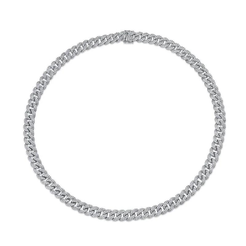real opal engagement ring 14K White Gold Diamond Pave Link Necklace