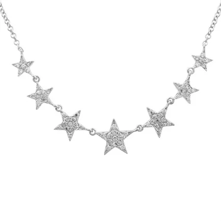 oval blue sapphire ring 14K White Gold Diamond Pave Star Necklace