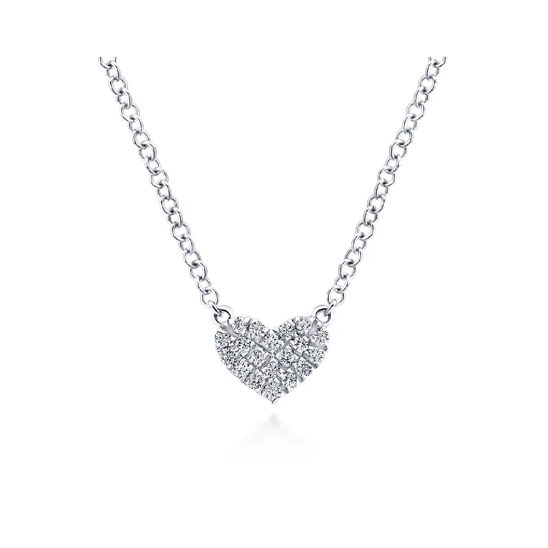 handmade lava stone bracelet 14K White Gold Diamond Petite Heart Necklace