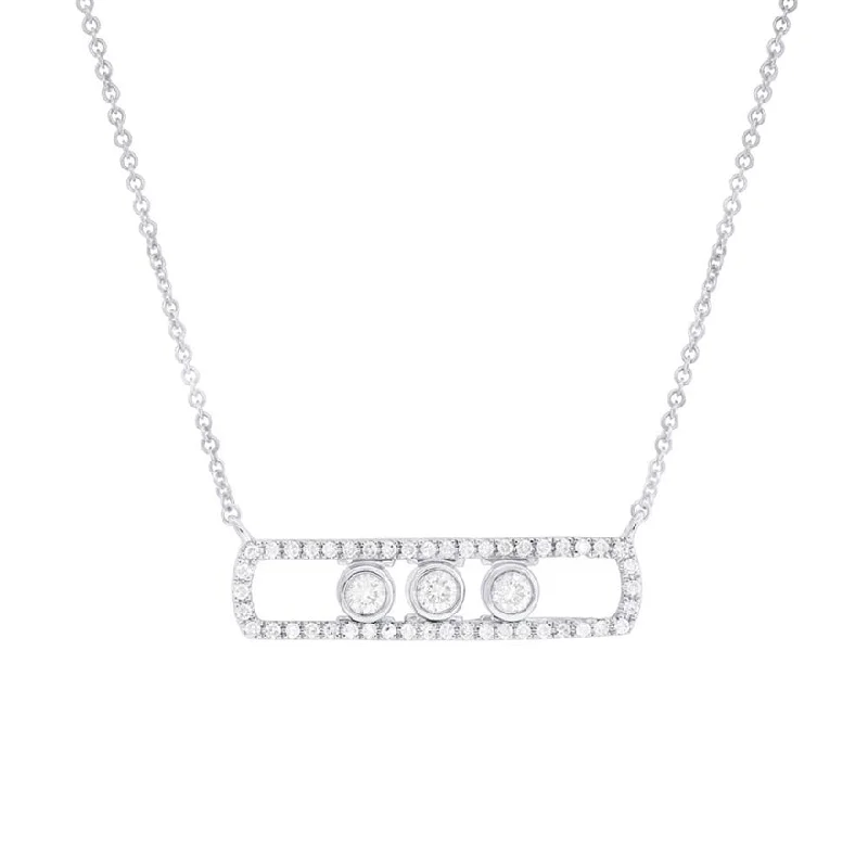 dainty cherry blossom ring 14K White Gold Diamond Slider Bar Necklace