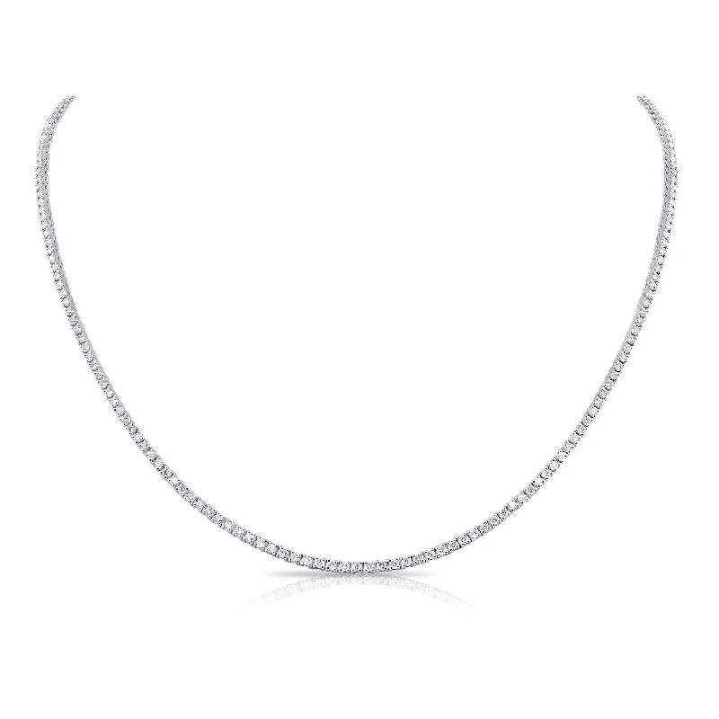 dainty cherry blossom ring 14K White Gold Diamond Tennis Necklace
