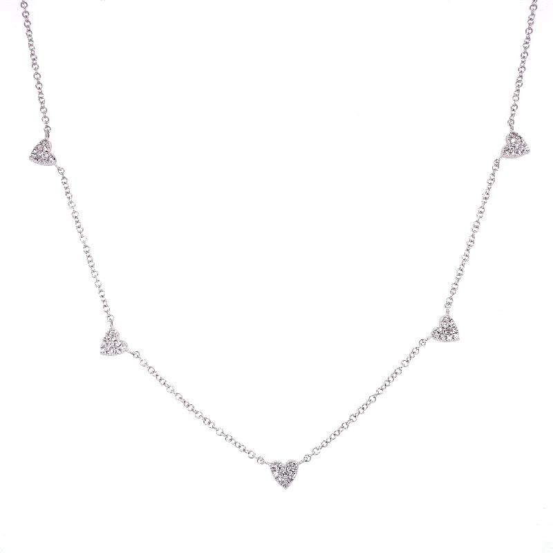 personalized gemstone pendant necklace 14K White Gold Multi-Mini Diamond Heart Necklace
